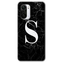 Redmi Mi11i Kılıf HD Desen Baskılı Arka Kapak - Siyah Mermer Desenli S Harfi + Kırılmaz Cam