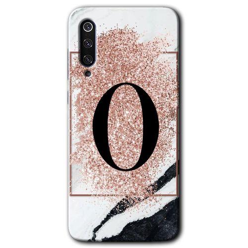 Potkal Hediye Fabrikası Xiaomi Mi 9 Kılıf HD Desen Baskılı Arka Kapak - Pembe Mermer Desenli O Harfi