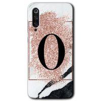 Potkal Hediye Fabrikası Xiaomi Mi 9 Kılıf HD Desen Baskılı Arka Kapak - Pembe Mermer Desenli O Harfi