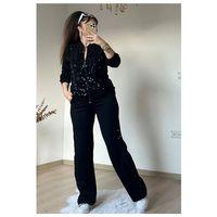 Kadın Uzun Kollu Pul Payet Detay Fermuarlı Iki Iplik Kumaş Ikili Takım