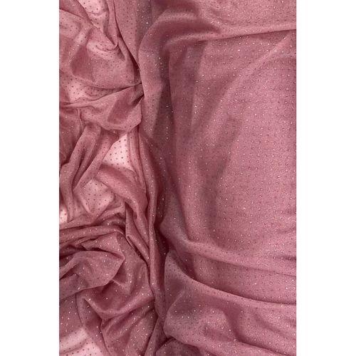 Yağmur Damlası Simli Abiye Elbise Şallık Tül Kumaş Gül Kurusu 32-H