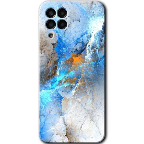 MRCİLETİSİM Samsung Galaxy M33 Kılıf Baskılı Kapak - Mavi Buzul +Tam Kaplayan Mat Seramik