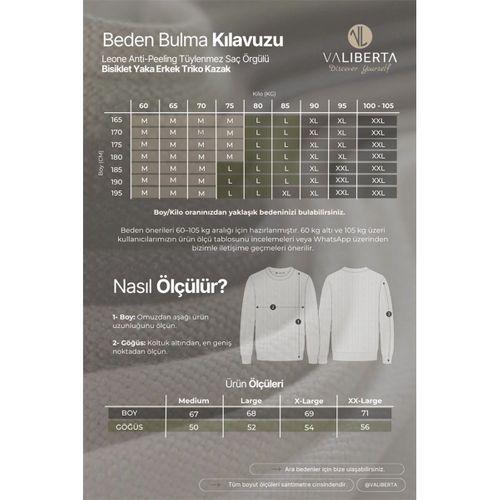 Leone Anti-Peeling Tüylenmez Saç Örgülü Bisiklet Yaka Erkek Triko Kazak - Taş