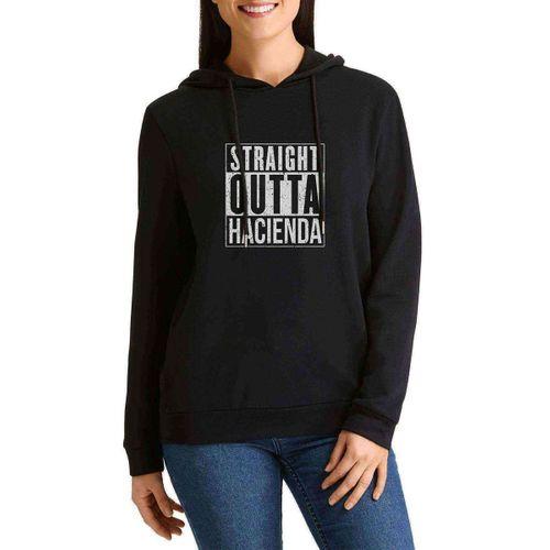 Pubg Straıght Outta Hacıenda Baskılı Siyah Kadın Kapşonlu Sweatshirt