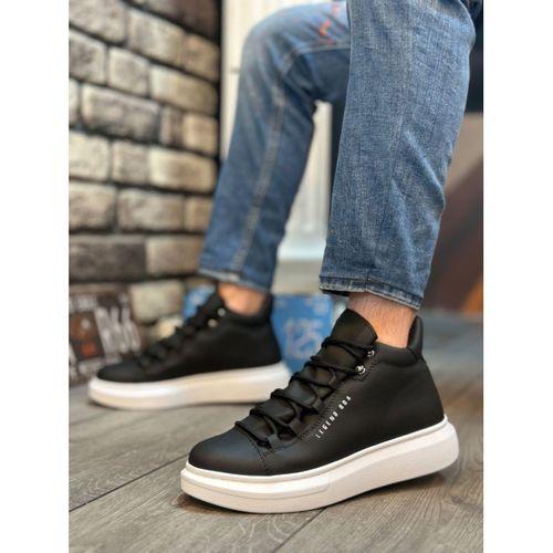 BA0312 Bağcıklı Yüksek Siyah Beyaz Taban Erkek Tarz Spor Bot