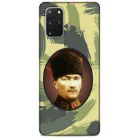 Samsung Galaxy S20 Plus Kılıf Atatürk (17) Tasarım Kılıf Kamuflaj Koyu Yeşil