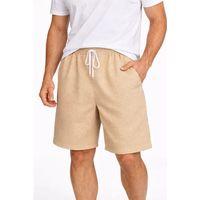 Erkek Pötikareli Şort – Beli Lastikli Bağcıklı, Cepli, Rahat Kesim Günlük Yazlık Şort - Bej