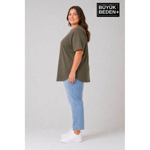 Süperlife Büyük Beden Kadın Bisiklet Yaka Basic Oval Etek Detalylı 3xl-6xl Uzun Tunik SPR26BTSK502