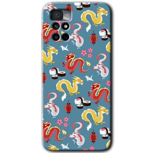MRCİLETİSİM Xiaomi Redmi Note 11 4G Kılıf HD Desen Baskılı Arka Kapak+Temperli Cam - Funky Dragon