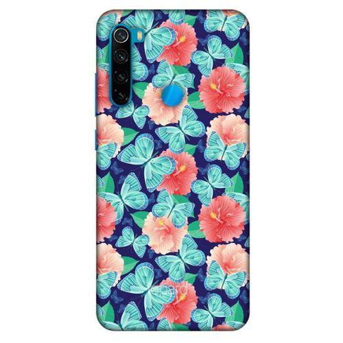 Xiaomi Redmi Note 8 Kılıf Kelebek Etkisi (24) Darbe Emici Kılıf Yeşil Beyaz