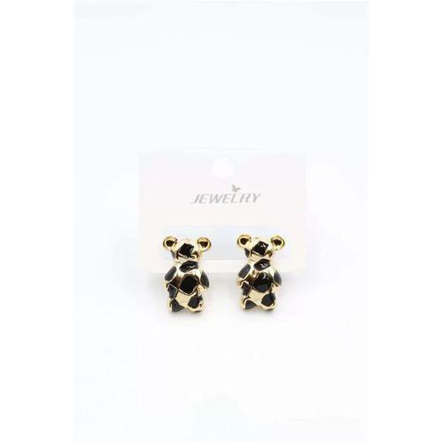 Mineli Ayıcık Küpe - Siyah