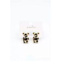 Mineli Ayıcık Küpe - Siyah