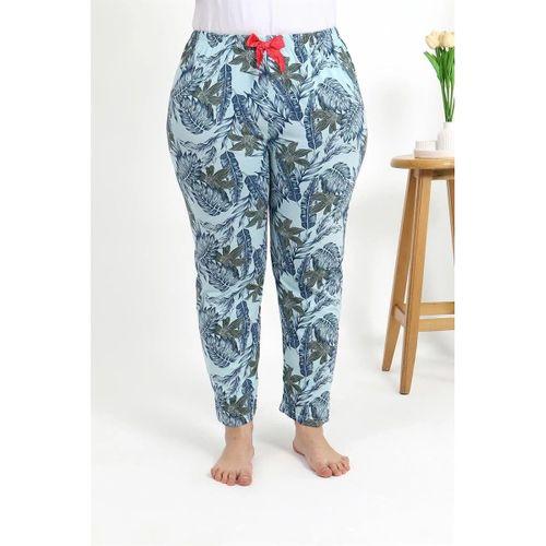 Kadın Pamuklu Büyük Beden Alt Pijama Mavi