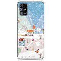Samsung Galaxy M31s Kılıf Snowix (40) Fit Silikon Kılıf Beyaz Mavi