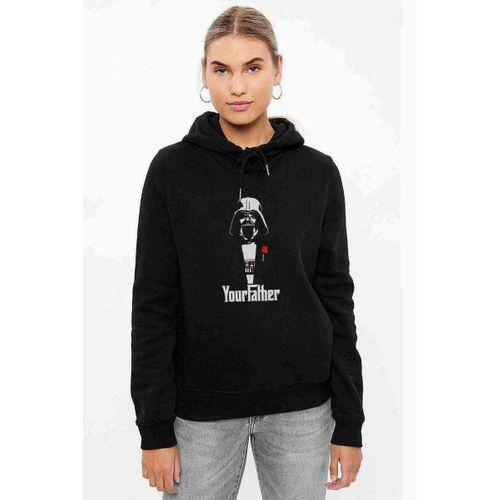 Your Father Baskılı Siyah Kadın Kapşonlu Sweashirt