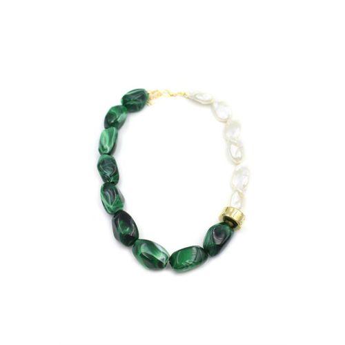 Boncuklu İnci Kolye - Yeşil