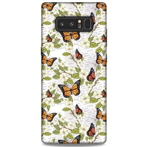 Samsung Galaxy Note 8 Kılıf Kelebek Etkisi (40) Fit Silikon Kılıf Yeşil Kırmızı