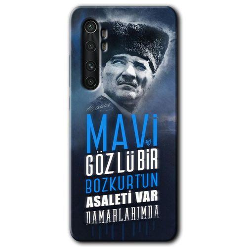 Xiaomi Mi Note 10 Lite HD Baskılı Kılıf + 9D Tam Ekran Koruyucu - Bozkurt Atatürk