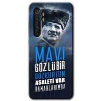 Xiaomi Mi Note 10 Lite HD Baskılı Kılıf + 9D Tam Ekran Koruyucu - Bozkurt Atatürk