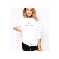 TRT Linea Bay Merakli Baskılı Beyaz Kadın Sweatshirt