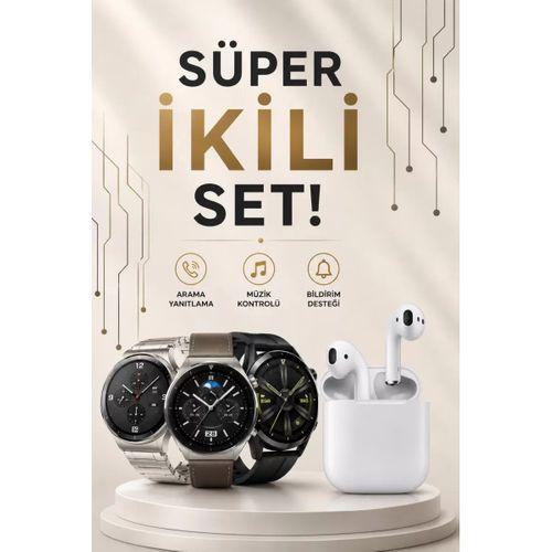 Akıllı Saat Ve Kulaklık Seti Dokunmatik Ekran 5.0 Bluetooth Bağlantılı Sesli Görüşme