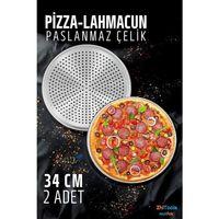 Zhltools Pizza Tepsisi - Lahmacun Pizza Pide Pişirme Tepsisi 34 CM 2 li Set