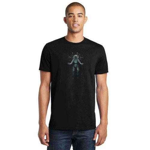 Nasa Astronaut Baskılı Siyah Erkek Tshirt