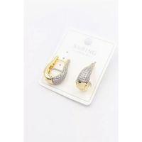 Taşlı Halka Küpe - Altın