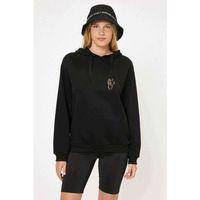 Oled Tiger Baskılı Siyah Kadın Kapşonlu Sweashirt