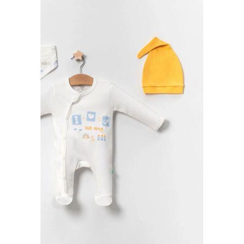 Araba Desenli Sarı 4'lü Erkek Bebek Tulumu