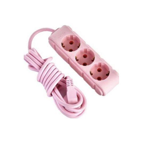 UFO ELECTRIC Ufo Elektrik 3 Metre Pembe Renk Üçlü Topraklı Kablolu Grup Priz