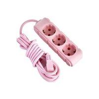 UFO ELECTRIC Ufo Elektrik 3 Metre Pembe Renk Üçlü Topraklı Kablolu Grup Priz