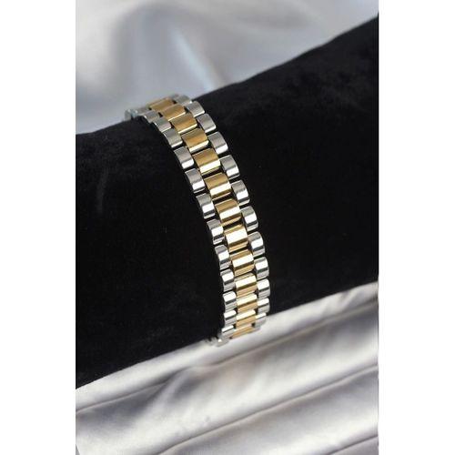 316L Çelik Gold ve Gümüş Renk 12 mm Kalınlık Erkek Bileklik