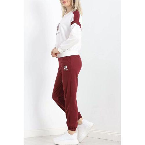 pilelistore Baskılı Eşofman Takımı Beyazbordo