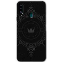 Galaxy A20s Kılıf HD Desen Baskılı Arka Kapak - Siyah Mandala 1 + Kırılmaz Cam