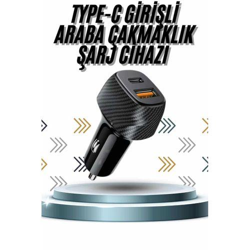 Hızlı Oto Şarj Cihazı 38w Çift Girişli Hızlı Şarj Oto Çakmaklık Type-c