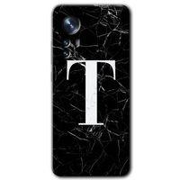 MRCİLETİSİM Xiaomi Mi 12 Pro Kılıf HD Desen Baskılı Arka Kapak + Temperli Cam - Siyah Mermer Desenli T Harfi