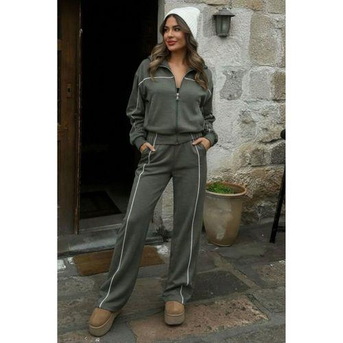 Kadın Uzun Kollu önden Fermuarlı Bluz Ve Pantolon Modal Ikili Takım