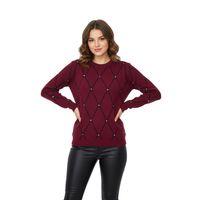 Kadın Sıfıryaka Yaka Baklava Dilim Taşlı Kazak BGL-ST05080