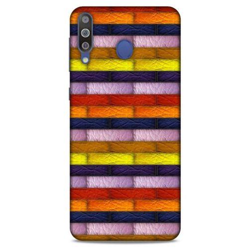 Samsung Galaxy M30 Kılıf Patchwork (30) Silicone Case Şeker Pembe Sarı