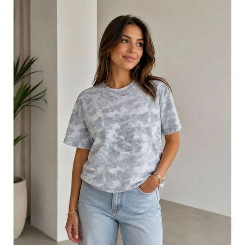 Batik Desenli Tişört Bisiklet Yaka Kısa Kol Regular Fit T-shirt - Gri