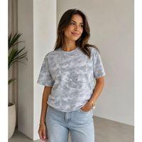 Batik Desenli Tişört Bisiklet Yaka Kısa Kol Regular Fit T-shirt - Gri