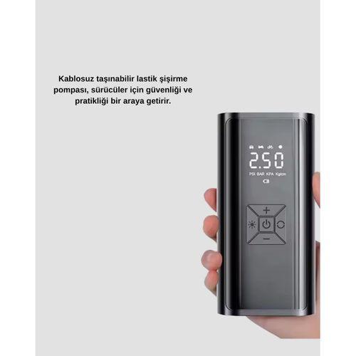 Kablosuz Dijital Lastik Şişirme Pompası Led Işıklı 80w
