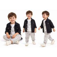 2-6 Yaş Müslin Gömlekli Tişörtlü 3lü Çocuk Takımı