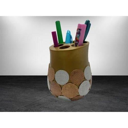 2 Adet Kalemlik Altın Puanlı Poliresin Ofis Gereci 9X9X10Cm