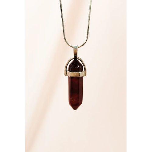 Granit Doğal Taşı Zincirli El Yapımı Tasarımlı Kolye Uç: 3,5 cm Zincir: 20 cm Kutulu