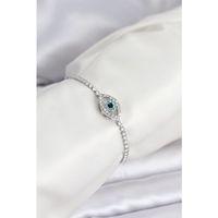 Göz Model Zirkon Taşlı Gümüş Renk Asansörlü Su Yolu Bileklik