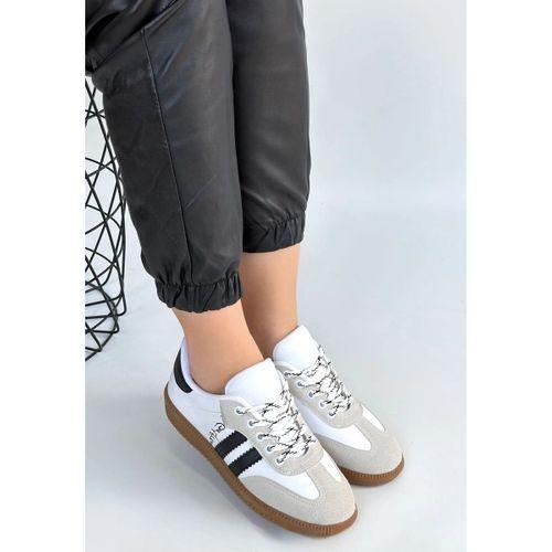 Zerti Beyaz Cilt Bağcıklı Spor Ayakkabı