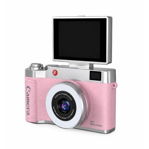 4k Çantalı Dijital Retro Video Kamera 48mp 16x Zoom Işıklı (32gb) Kart Dijital Fotoğraf Makinesi Pembe
