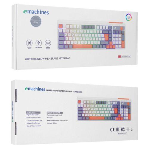 ACER eMachines, EAK860, Beyaz, USB Kablolu, Rainbow Backlight, Membran Renkli Tuşlar, Türkçe Q, 100 Tuşlu, Gaming Klavye